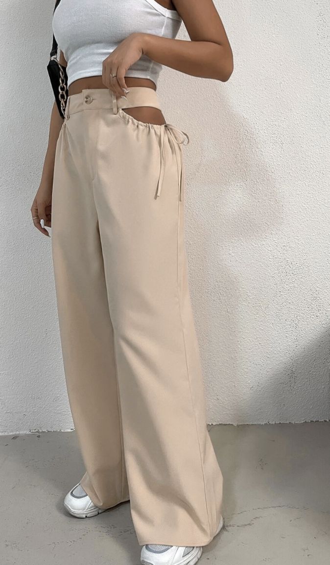 Pantalon Large, Khaki Color, Fashion Design Clothes, Skirt Design, Casual Style Outfits, Mode Inspiration, Upcycle Clothes, Party Fashion, Fashion Details