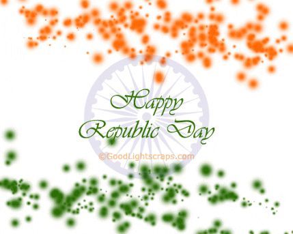 happy republic day greeting card with green and orange dots