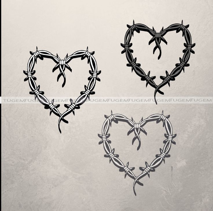 two heart shaped barbed wire designs