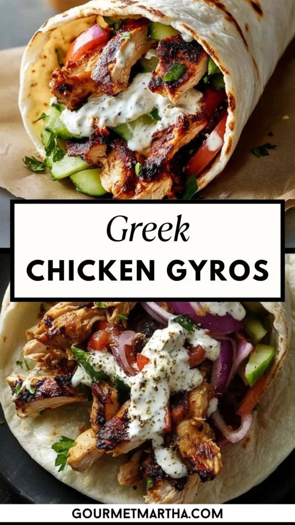 greek chicken gyros with cucumber, tomatoes and lettuce on the side