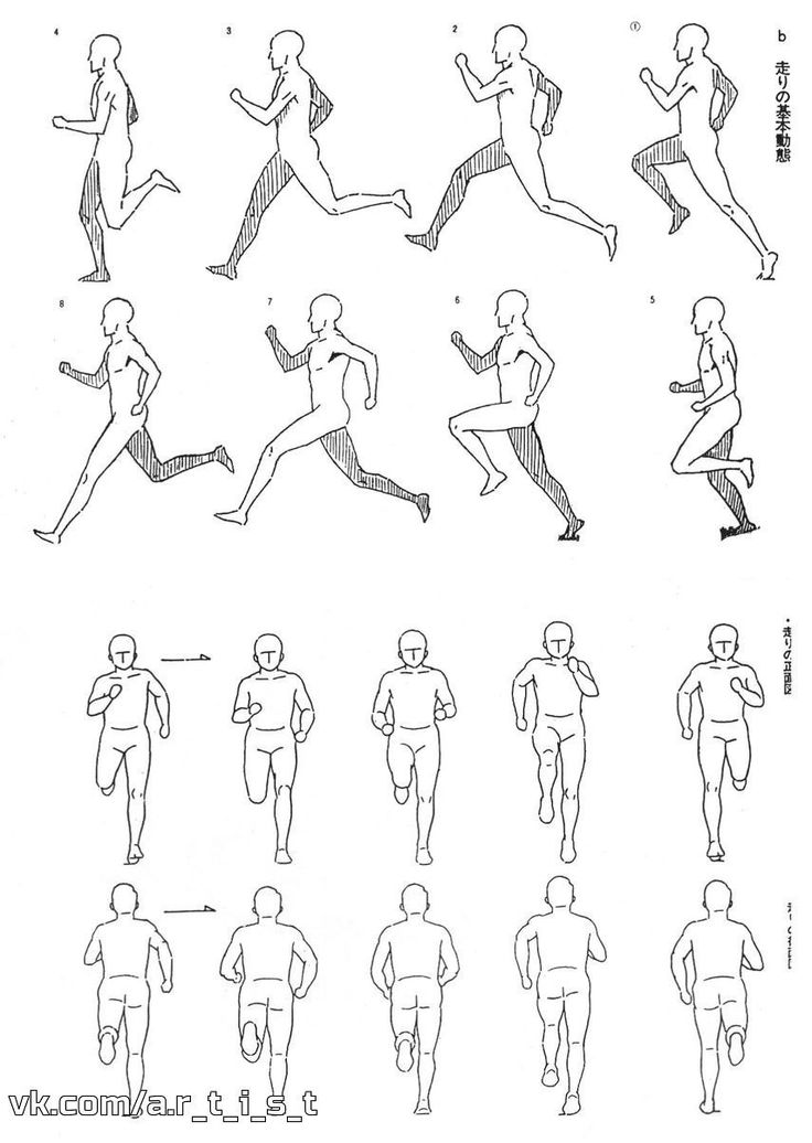 an image of a man's body and legs in different positions, including running