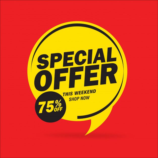 a red and yellow poster with the words special offer