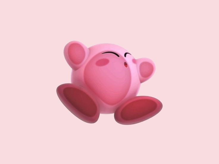 a pink teddy bear floating in the air with its eyes closed and nose wide open