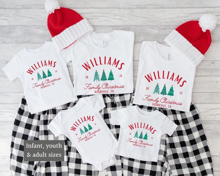 Celebrate the holiday season in style with our matching family Christmas shirts! Whether you're gathering for a cozy night in or heading out to holiday events, these personalized shirts will add a touch of fun and togetherness to your celebrations!  Please note: This listing is only for shirts. Pajama pants are not included. There also may be a slight colour variance with the red and green options due to the different brands used (e.g. the green Gildan shirt might be slightly different than the Diy Christmas Jammies, Family Matching Christmas Sleep Sets, Family Matching Christmas Sleepwear, Red Family Matching Holiday T-shirt, Family Matching Red Christmas Sleepwear, Personalized Christmas Pajamas, Family Matching Christmas T-shirt With Graphic Print, Christmas Jammies, Xmas Tees