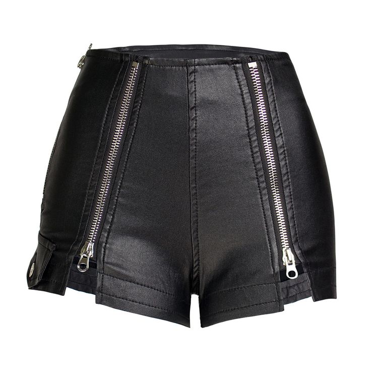 Black Leather Shorts, Zipper Shorts, Leather Denim, Club Style, Shorts For Women, Boots Fall, Leather Shorts, Casual Fits, Percy Jackson