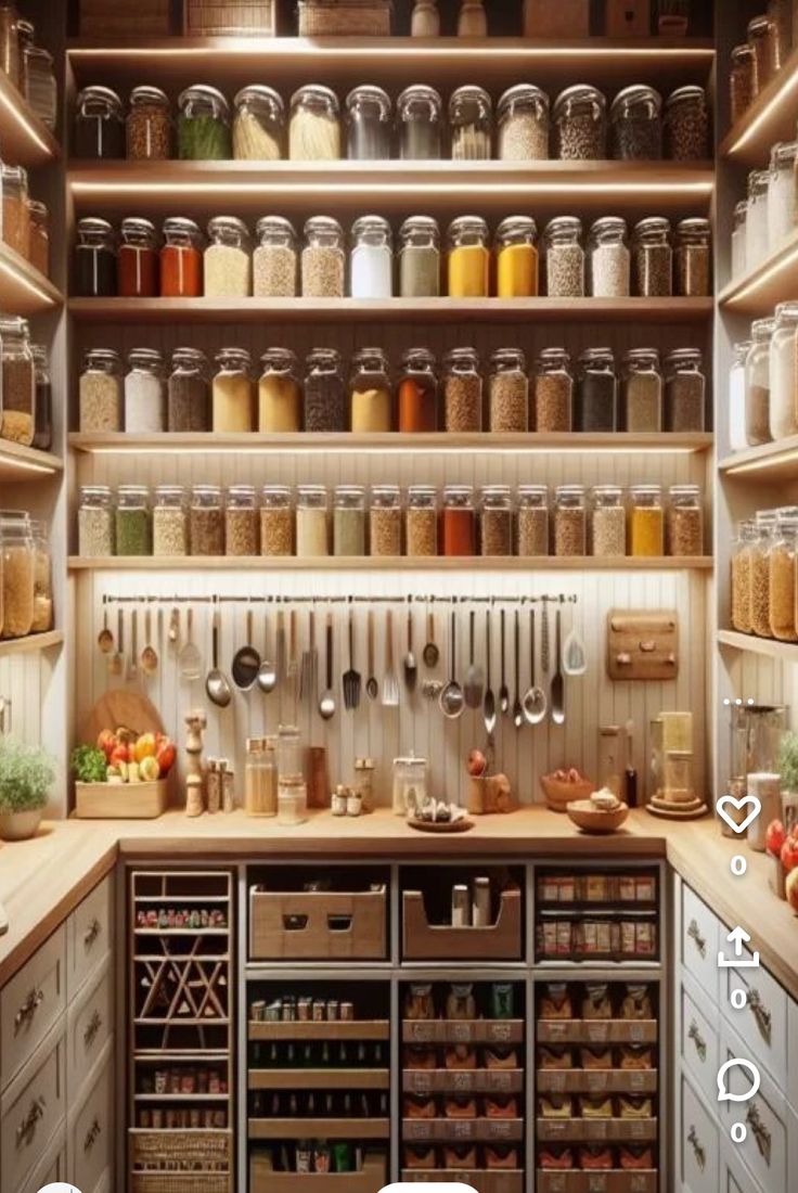 an open pantry with lots of spices on the shelves