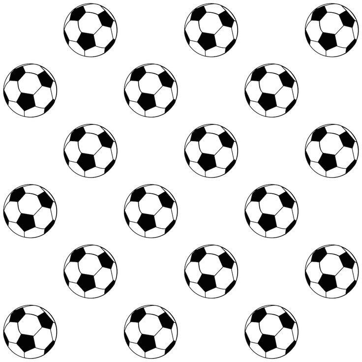 black and white soccer balls are shown in this seamless pattern on a white background