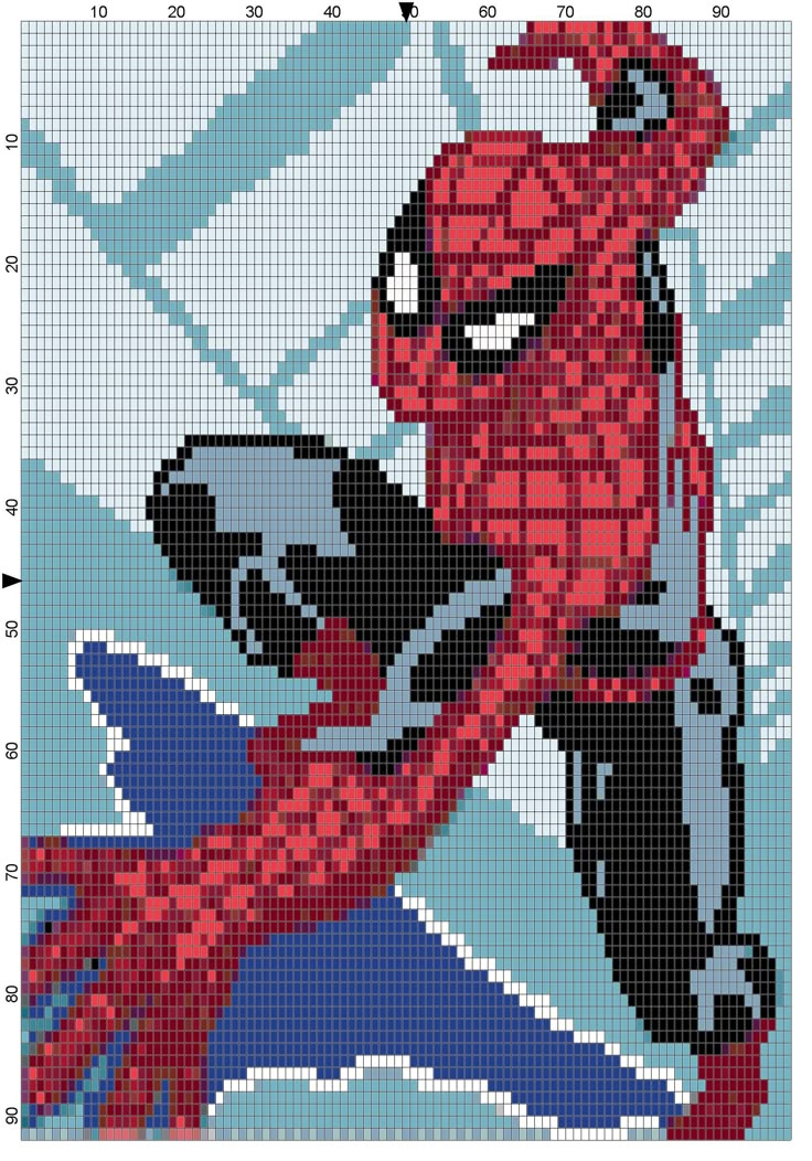 Wall climbing Spiderman Spiderman Pixel Art, Marvel Cross Stitch, Modele Pixel Art, Graph Crochet, Crochet Graphs, Crochet Graph, Graph Patterns, Pixel Art Templates, Pixel Crochet