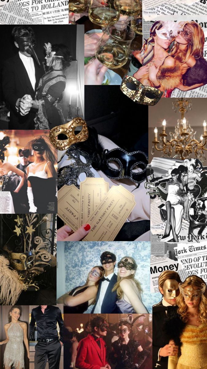 a collage of photos with people dressed up in costumes and accessories, including masks