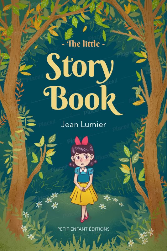 the little story book by jean lumier, with trees and flowers in the background