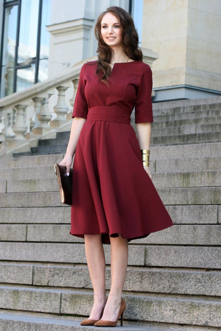 Plus Size Dress Cocktail Dress Womens Dress Red Dress | Etsy Working Dress, Dark Red Dresses, Red Cocktail Dress, Rust Dress, 1950s Dress, Burgundy Dress, Knee Dress, Luxury Dress, Dress Plus Size