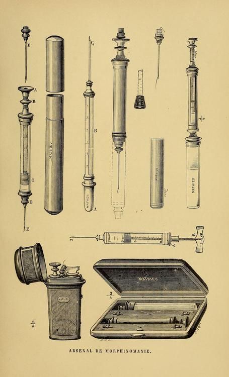 an old medical illustration shows different types of equipment