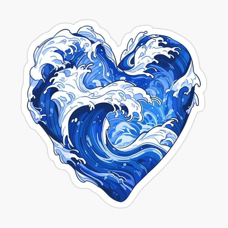 a heart shaped sticker with waves in it