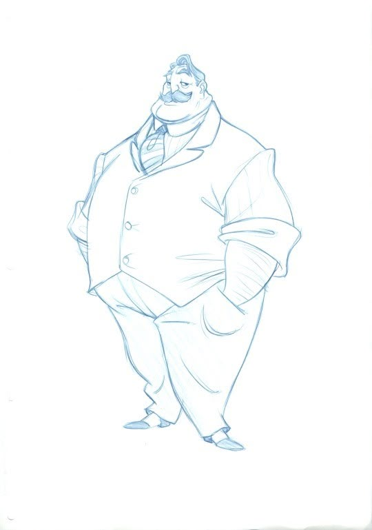 a drawing of a man in a top hat and coat with his hands on his hips