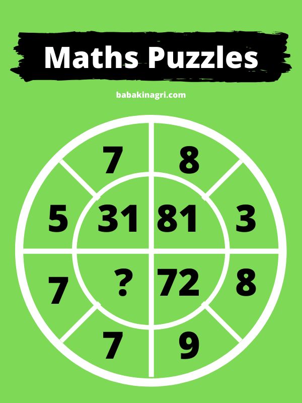 a green and white poster with the words maths puzzles in black letters on it