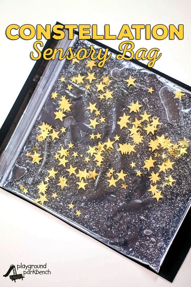 there is a bag with stars on it and the words, constellation sensory bag