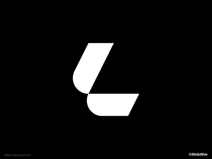 a black and white logo with the letter l in it's center, on a dark background