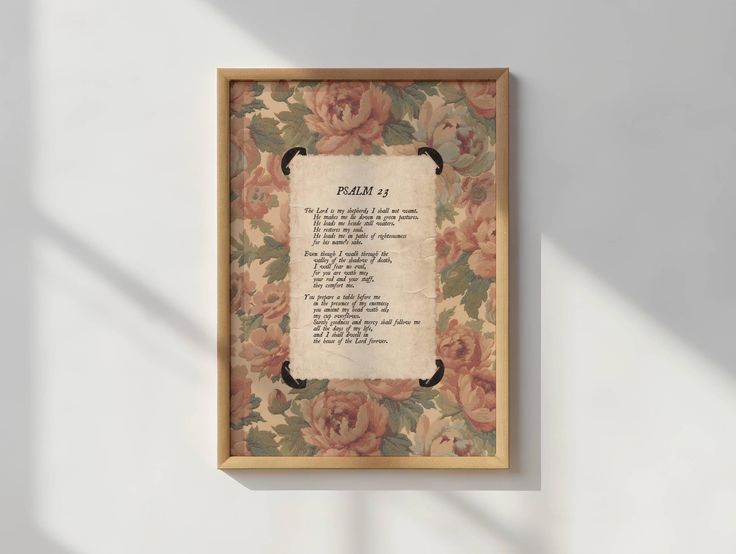 a framed poem hanging on the wall