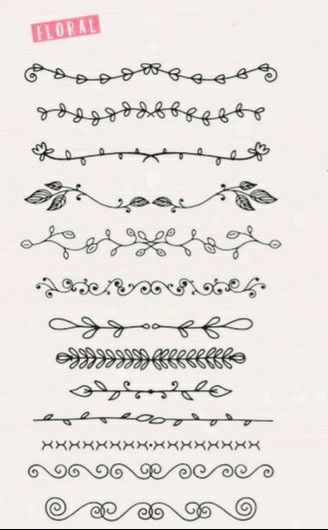 a bunch of different types of decorative designs on a piece of paper with the words loral written in it