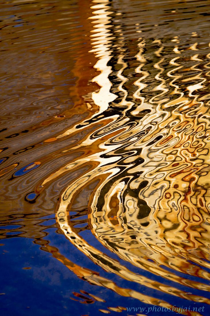 the reflection of trees in the water is very colorful and interesting to see on this photo