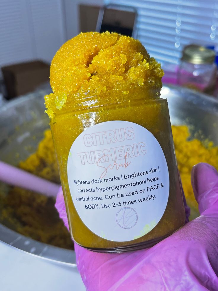 After the first use of this scrub, you’ll love how refreshed and smooth your skin feels and why everyone loves it. This blend of citrus and turmeric can be used as an exfoliator and treatment for dark marks. turmeric - is the key ingredient. Turmeric brightens the skin and is effective at treating acne due to its antiseptic and antibacterial properties while white sugar scrubs away dead skin cells creating a healthy glow. 💛 WARNING- Turmeric is one of nature's natural dyes and can leave skin with a yellow stain. Wash skin with soap and water thoroughly after using the scrub, and use a dark towel to dry the skin. Safe to use for yoni and body! Benefits: Improves skin texture It helps to reduce scarring Reduces inflammation Turmeric Body Scrub, Turmeric Scrub, Treating Acne, Oil Cleansing, Turmeric Soap, 21st Birthday Photoshoot, Shower Skin Care, Sugar Scrubs, Hygiene Products