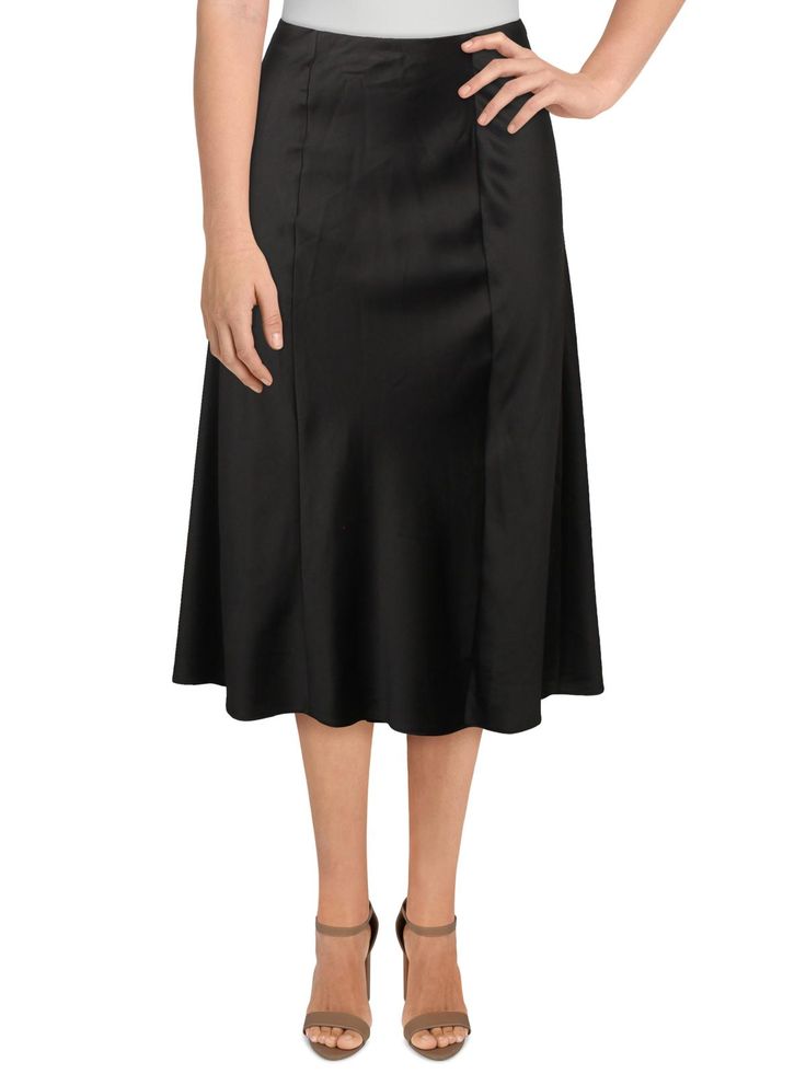 Approx. length; 32|A-line silhouette|Zipper closure|Front slit detail|Runs large; we suggest sizing down for the perfect fit Slip Midi Skirt, Skort Style, Black Silk Top, Midi Skirt Black, Danielle Bernstein, White Midi Skirt, Long Denim Skirt, Top Skirt Set, Long Island Ny