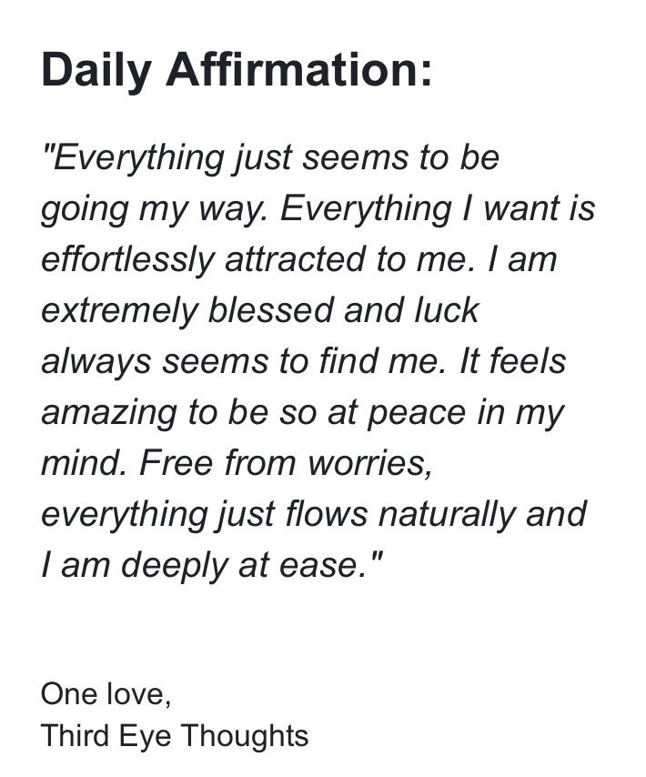 the text is written in black and white on a piece of paper that says, daily affirmation everything just seems to be going my way