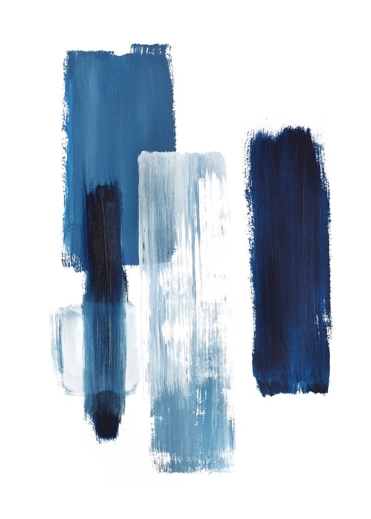 an abstract painting with blue and white colors