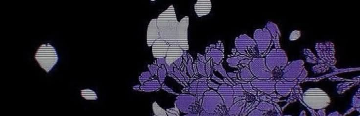 the silhouettes of flowers are shown in purple and black