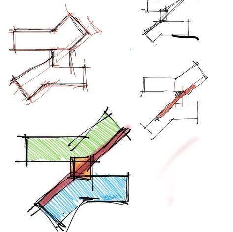 several drawings of different angles and lines