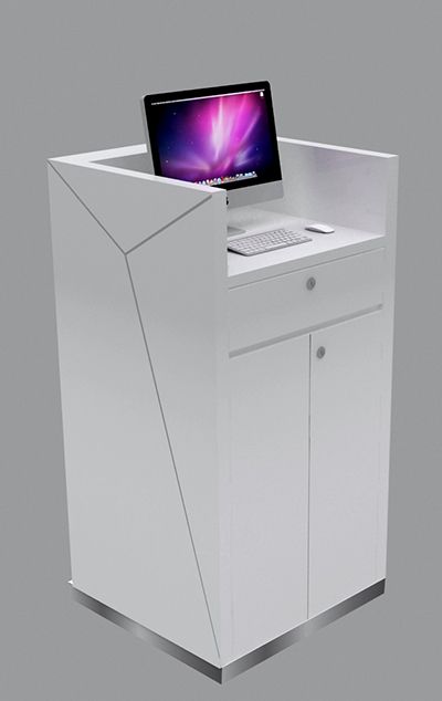 a laptop computer sitting on top of a white desk in front of a monitor screen