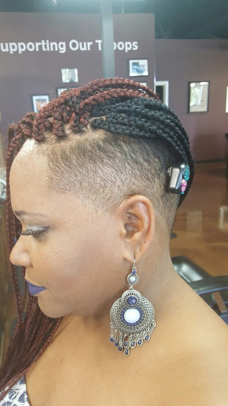 Knotless Braids With Shaved Sides, Braids With Shaved Sides Black Women, Shaved Sides With Braids, Braided Pixie, Locs With Shaved Sides, Braids Shaved Sides, Braid Loc Styles, Box Braids Shaved Sides, Boxed Braids