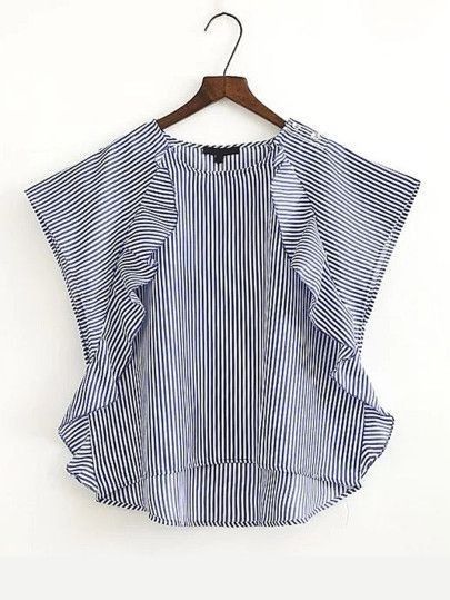 Ruffles Shirt, Ruffles Blouse, Kids Dress Wear, Baby Dress Patterns, Girl Dress Patterns, Trendy Fashion Tops, Stripe Shirt, Ladies Tops, Blouse Tops