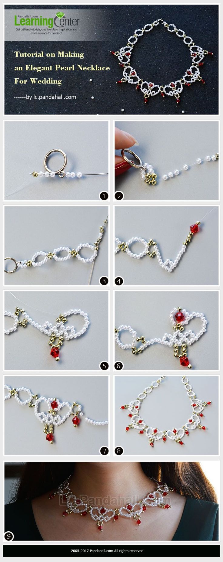 instructions to make a beaded bracelet with beads and flowers on the side, including pearls