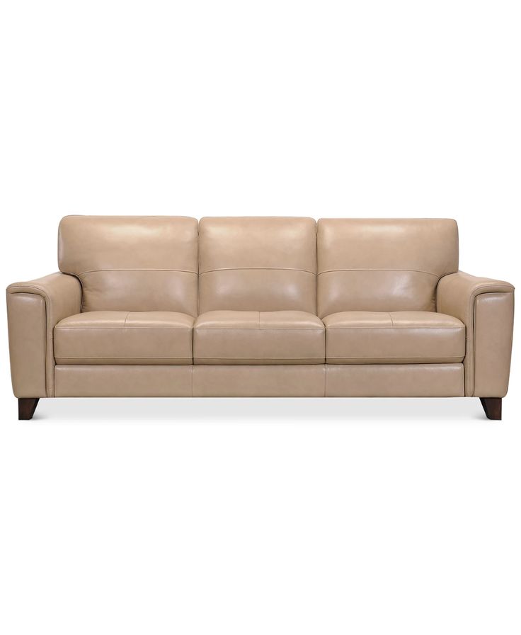 a tan leather couch on a white background