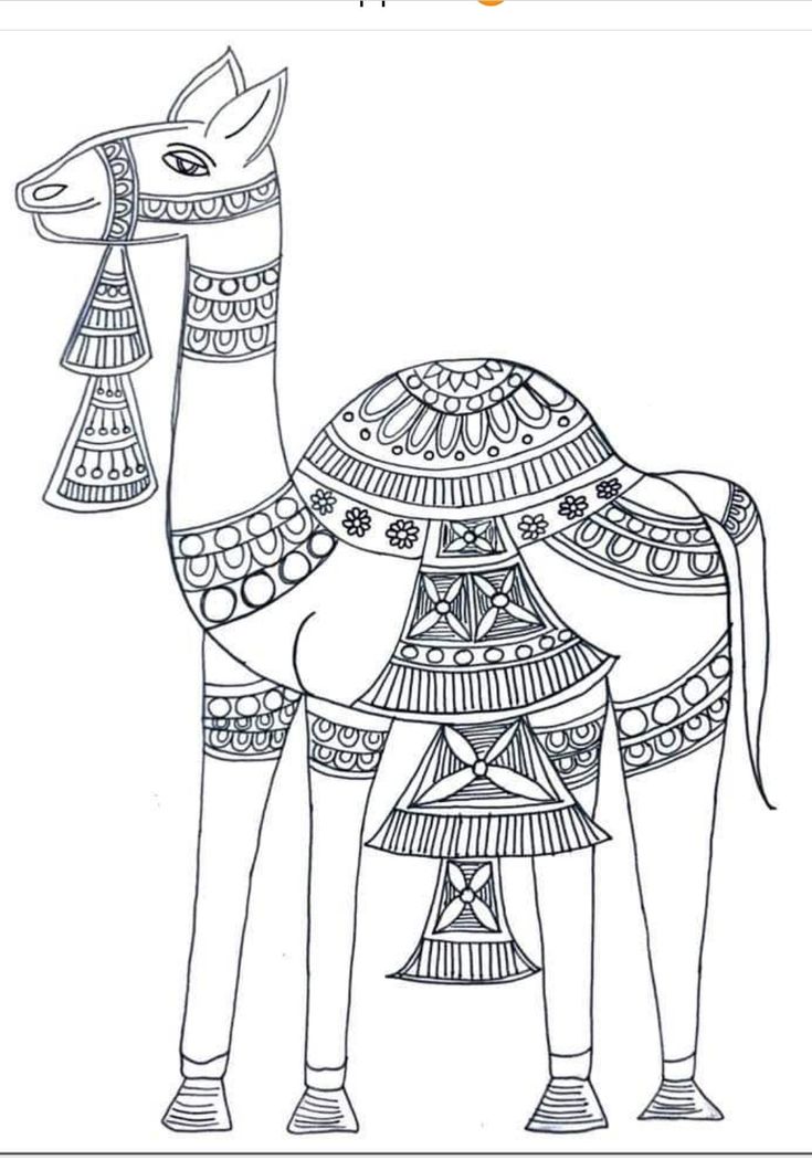 a coloring page with an image of a camel on it's back and the words,