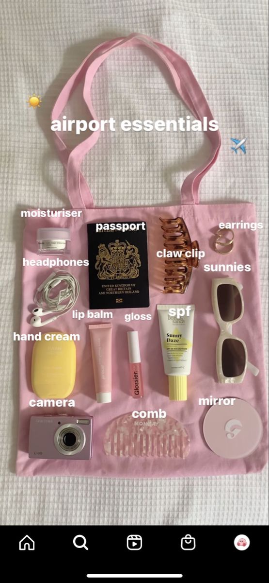 the contents of a pink bag are displayed