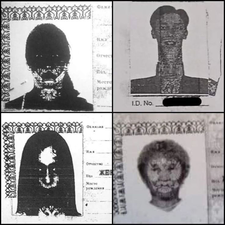 four different images of people in black and white, each with an image of a man's head