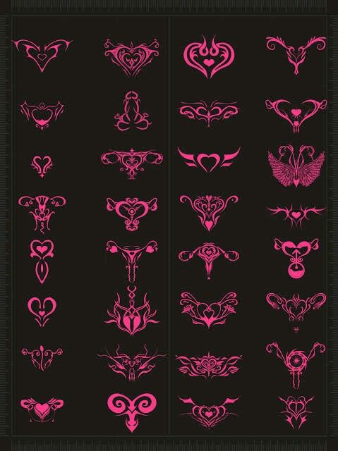 pink tattoo designs on black background