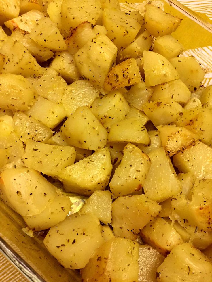 the potatoes are seasoned and ready to be cut into wedges or cubes with seasoning