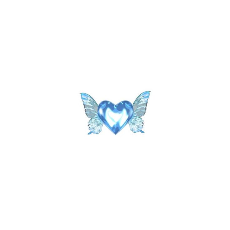 a blue heart with wings on a white background