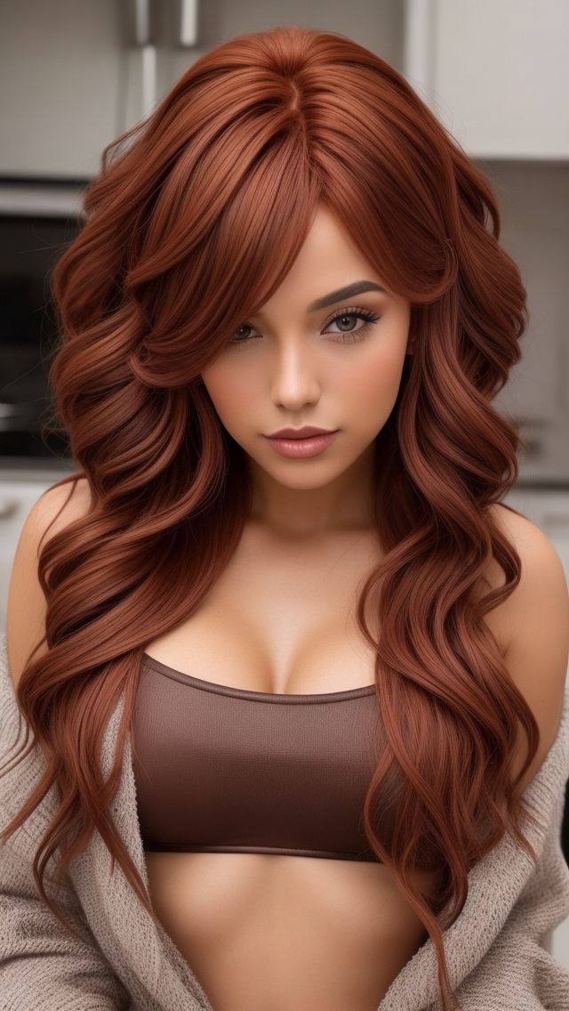 Chocolate Copper Hair Styles Copper Balayage Brunette, Copper Brown Hair, Edgy Hair Color, Rambut Brunette, Red Haired Beauty, Ginger Hair Color, Hair Color Auburn, Copper Hair Color, Long Red Hair