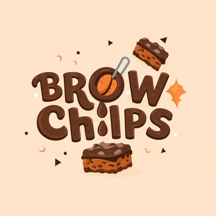 the words brown chips are written with chocolate frosting and sprinkles on them