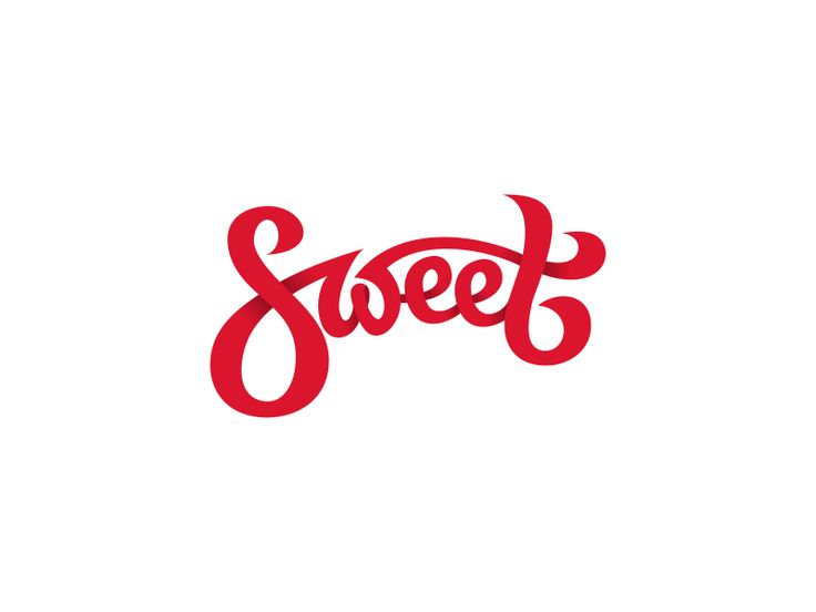 the word sweet written in red on a white background