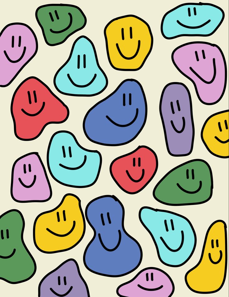 an image of colorful smiley faces on a white background