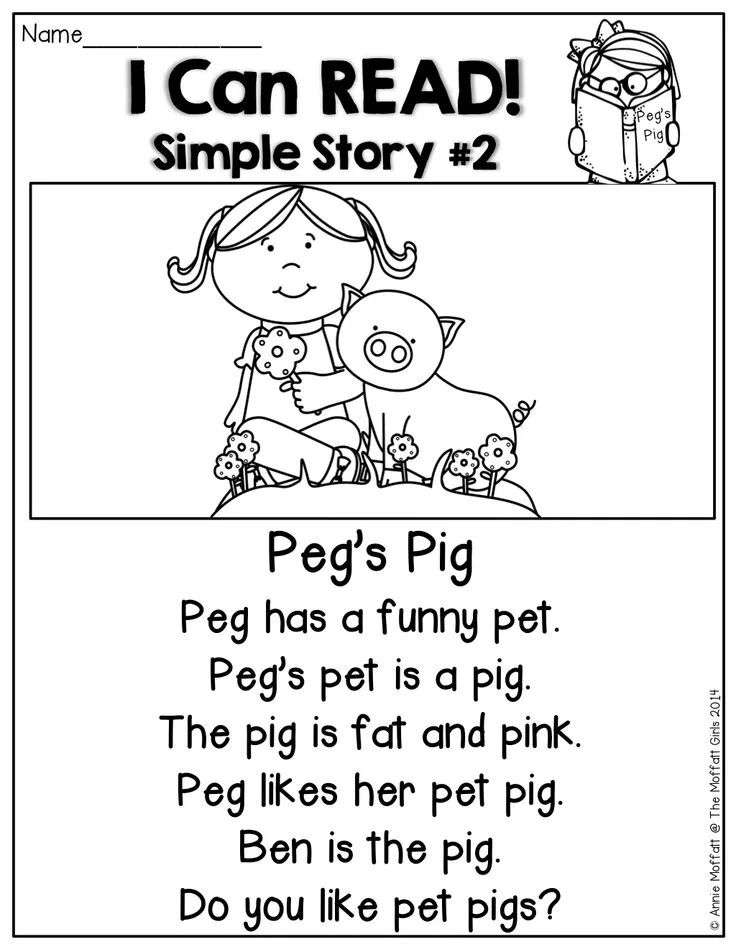 an animal story with the words i can read, simple story 2 and a pig