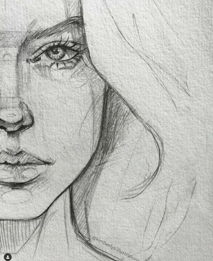 a pencil drawing of a woman's face