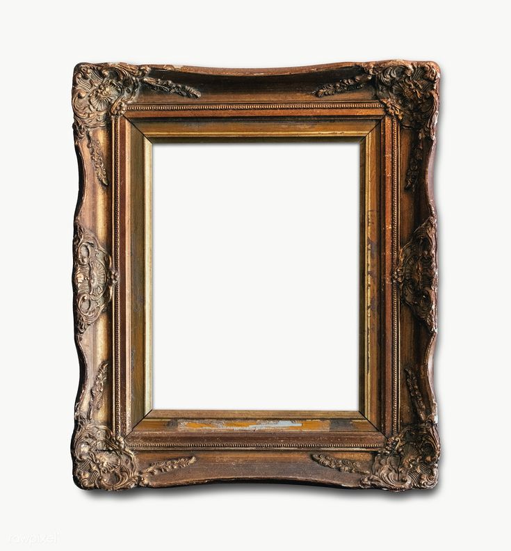 an old wooden frame with a white background