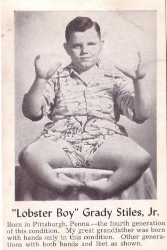 an old photo of a young boy holding his hands in front of him with the caption lobster by grady stilts jr