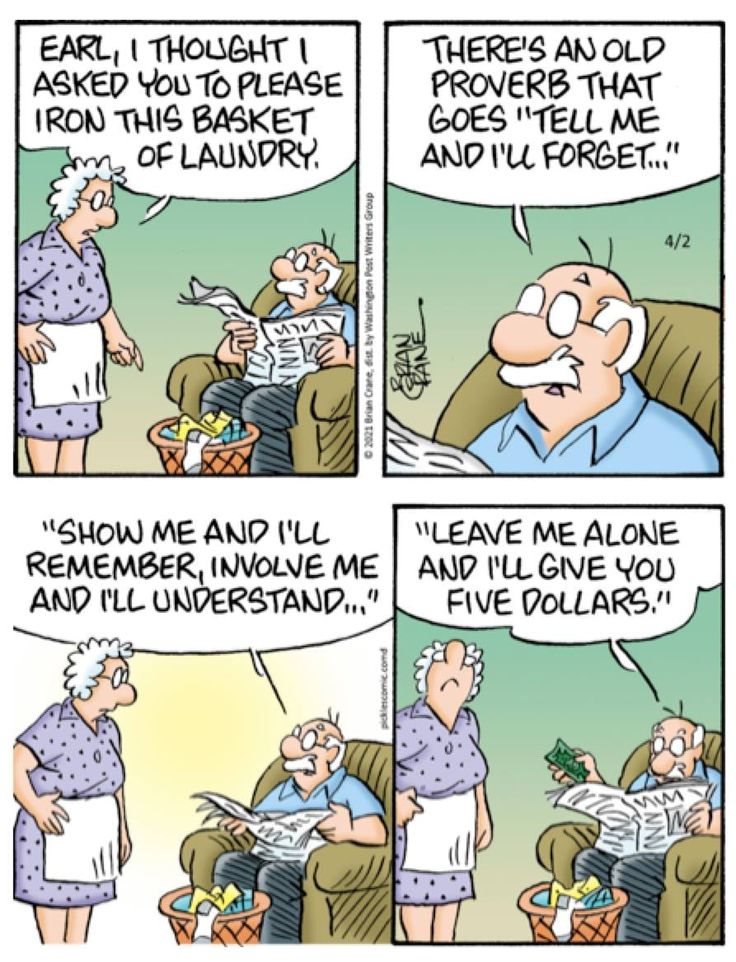 a comic strip with two people talking to each other and one is holding a newspaper